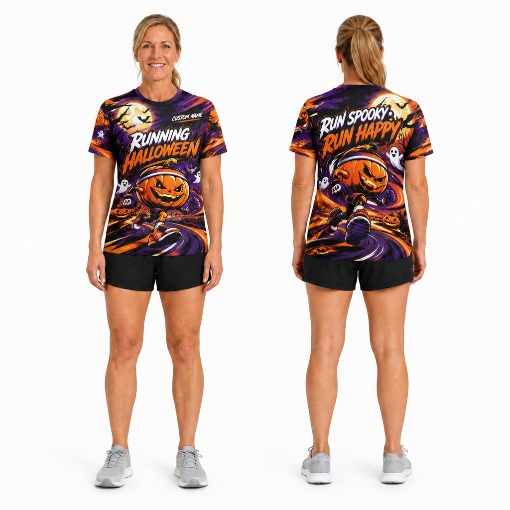 Pumpkin Pace Runner Halloween Tech Running T-Shirt