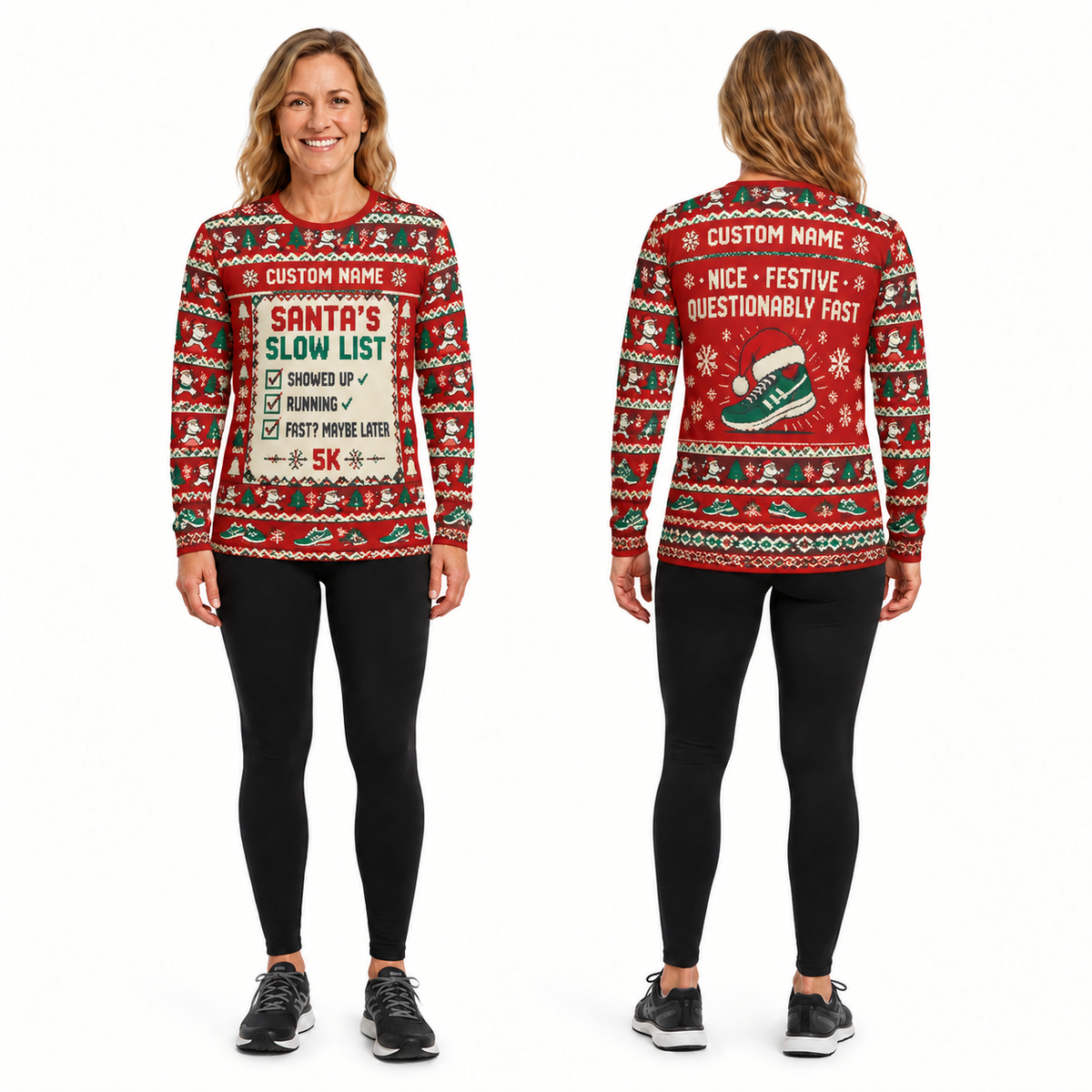 Custom Name Santa’s Slow List Running Long Sleeve Shirt