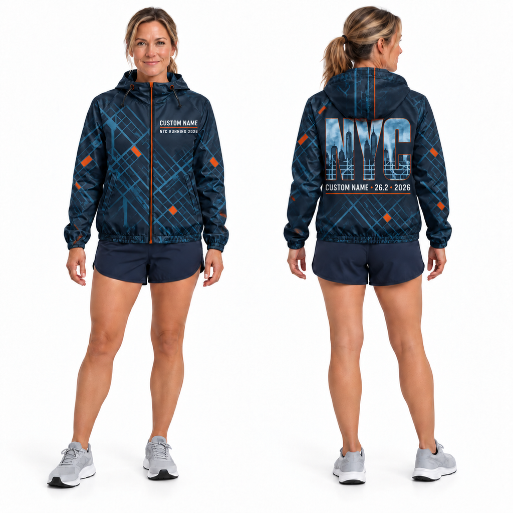 Custom Name Concrete Grid NYC Running Windbreaker Jacket