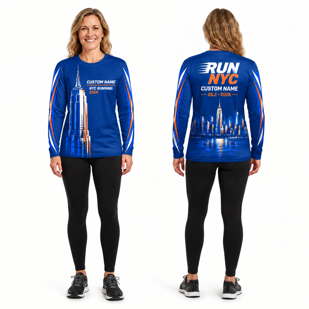 Custom Name Empire State Velocity Running Long Sleeve Shirt