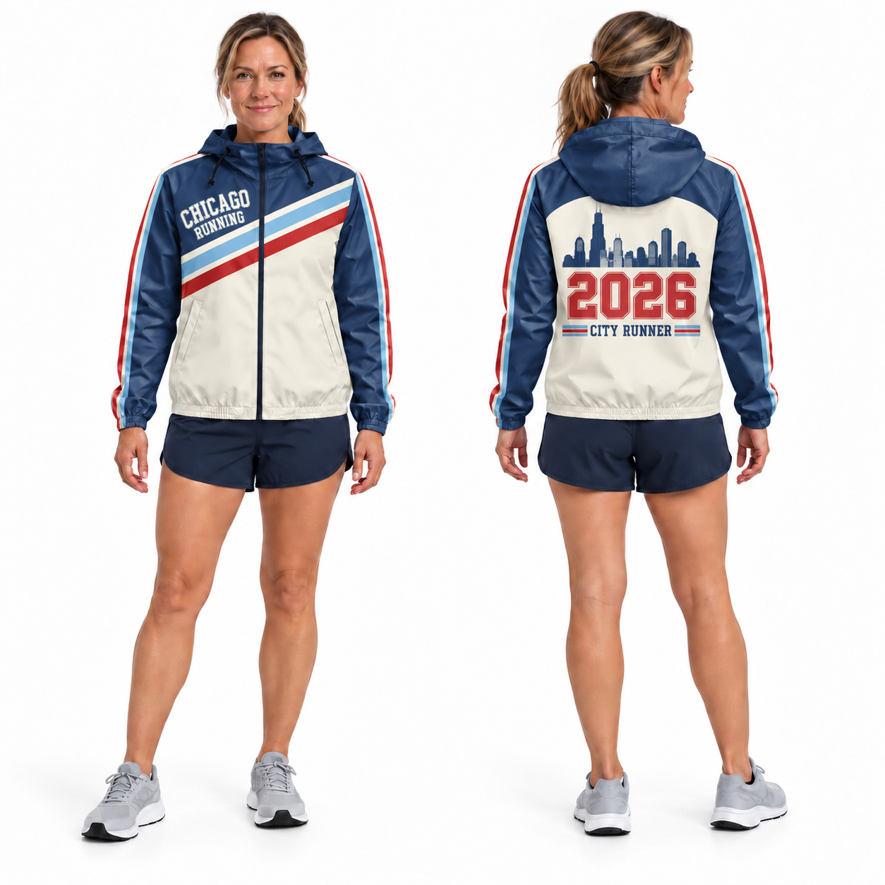 Custom Name Chicago Retro Track Running Windbreaker Jacket