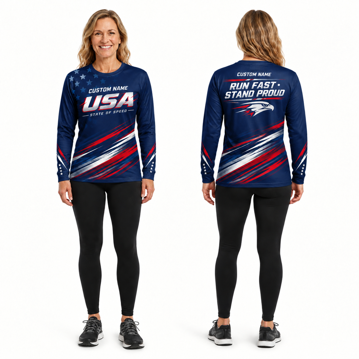 Custom Name State of Speed Running Long Sleeve Shirt
