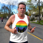 LGBT Pride Running Tank Top Peeking Cat in Rainbow Running Singlet for Men and Women