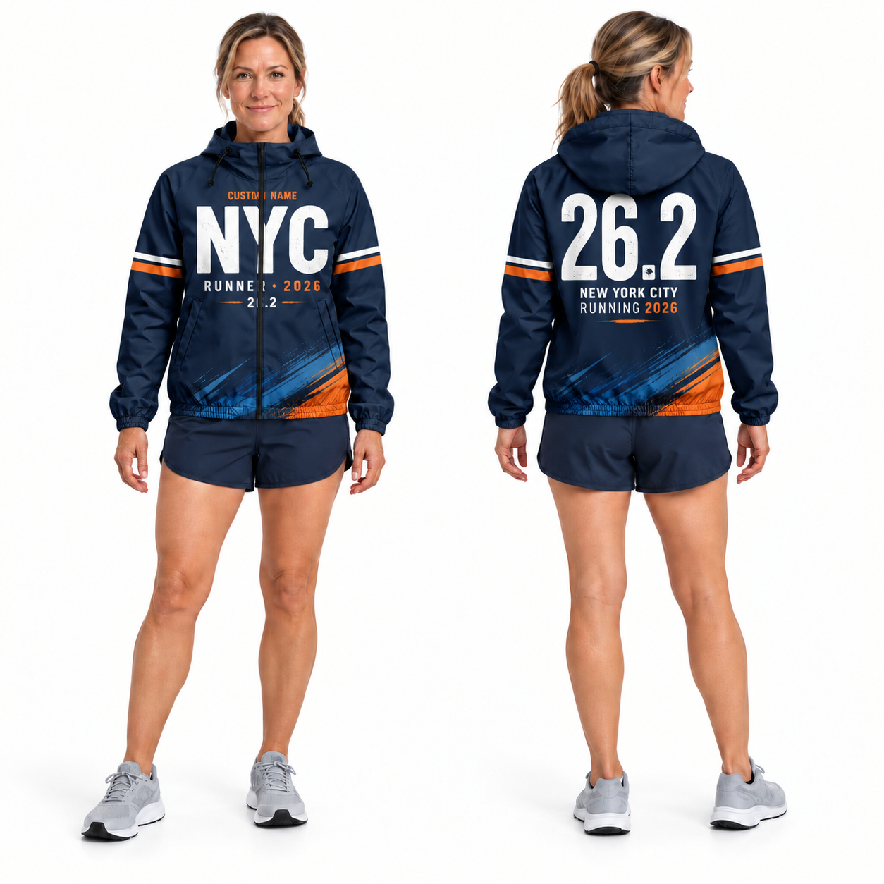 Custom Name NYC 26.2 Bold Type Running Windbreaker Jacket