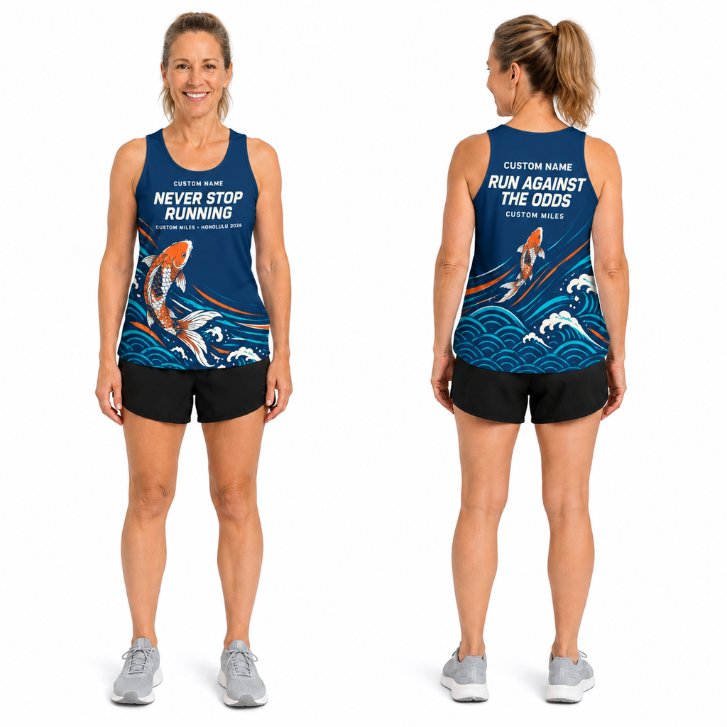 Custom Name Miles Koi Wave Aloha Running Tank Top