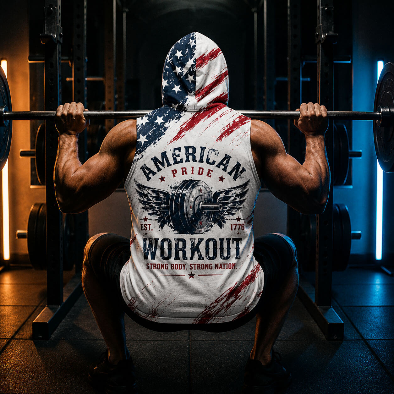 Strong Body Strong Nation Men's Workout Hooded Tank Top