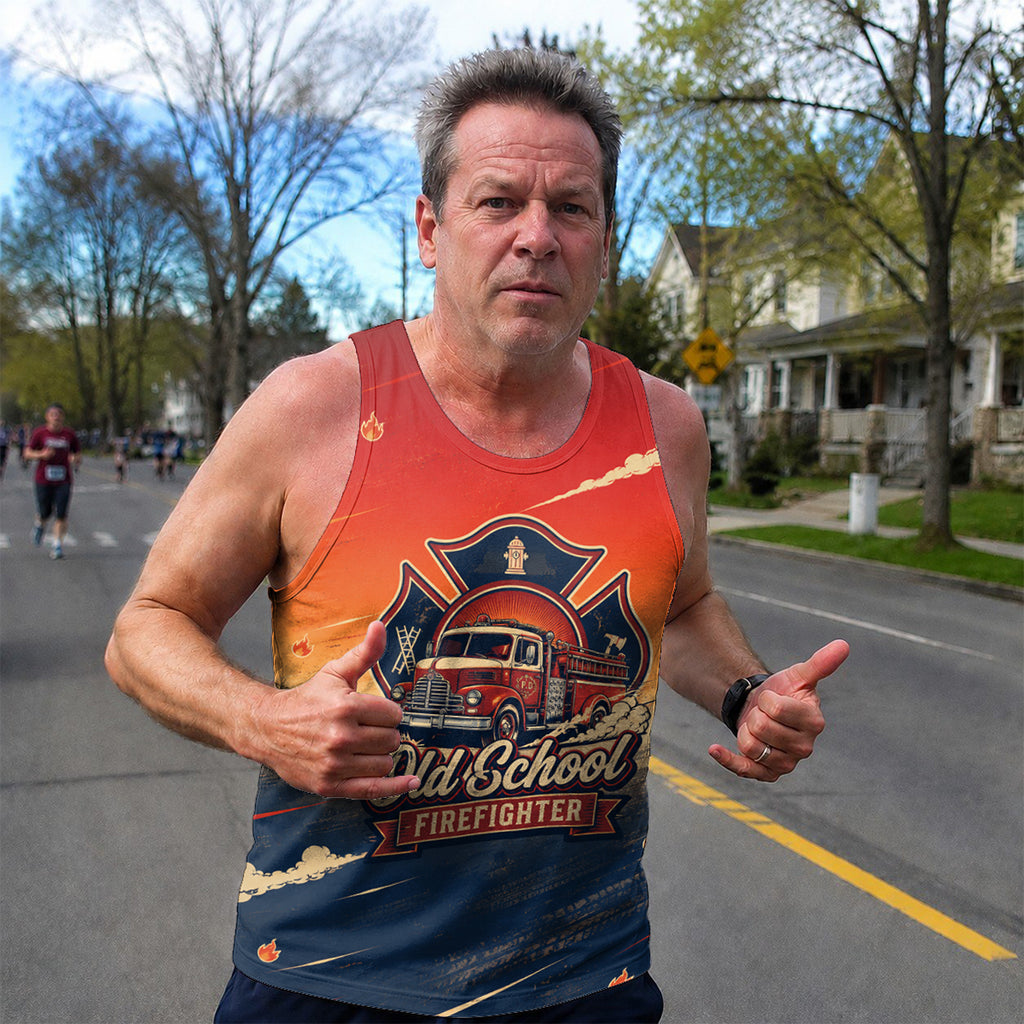 Men's Running Tank Top Firefighter Old School Firefighter Running Singlet