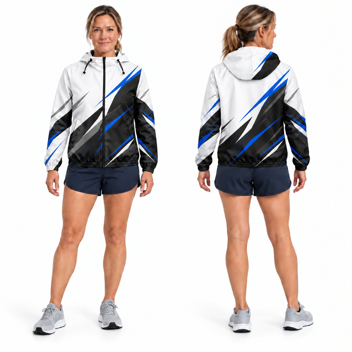 Custom Name State Sharp Contrast Sprint Running Windbreaker Jacket