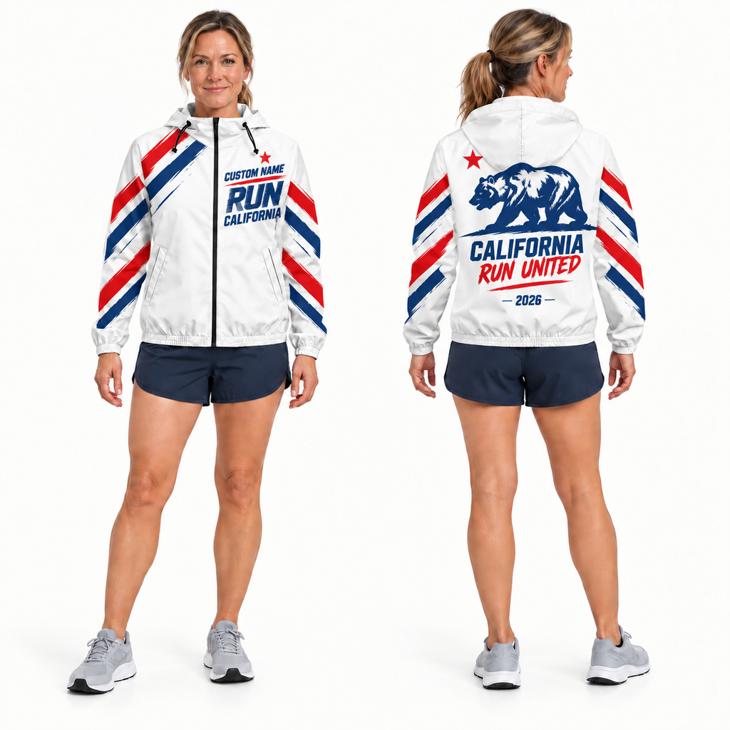 Custom Name Run California Flag Running Windbreaker Jacket