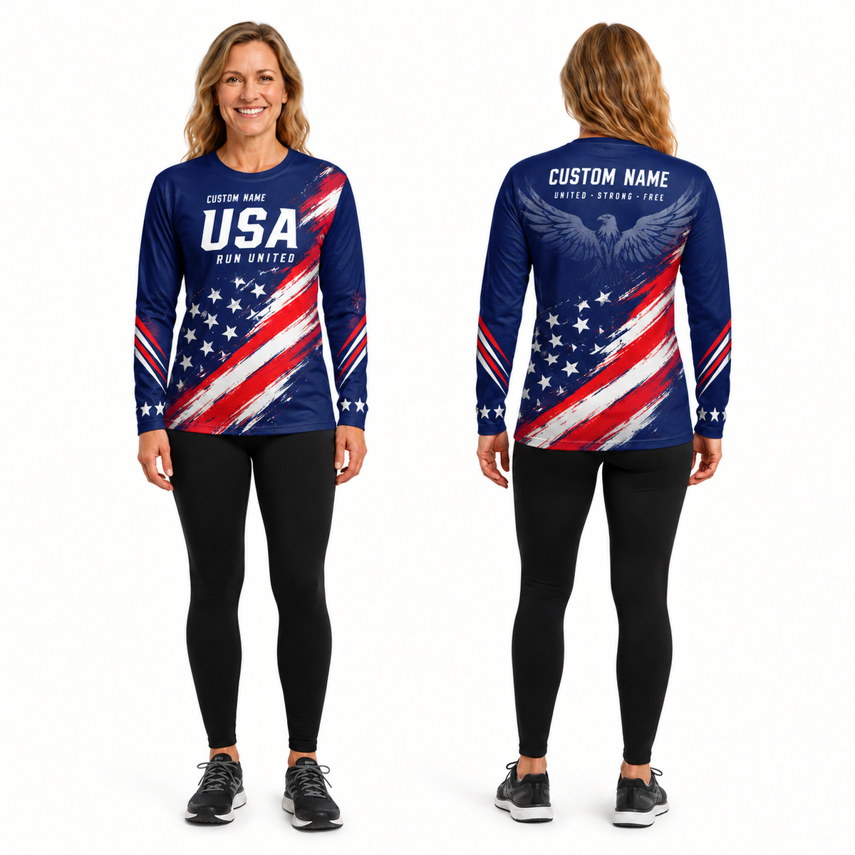 Custom Name Patriot Pace Running Long Sleeve Shirt