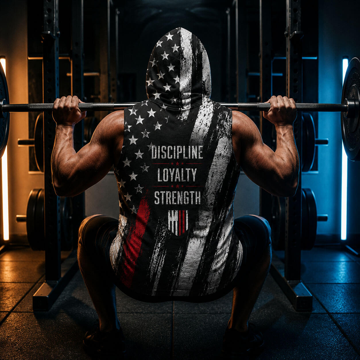 Discipline Loyalty Strenth Men's Workout Hooded Tank Top