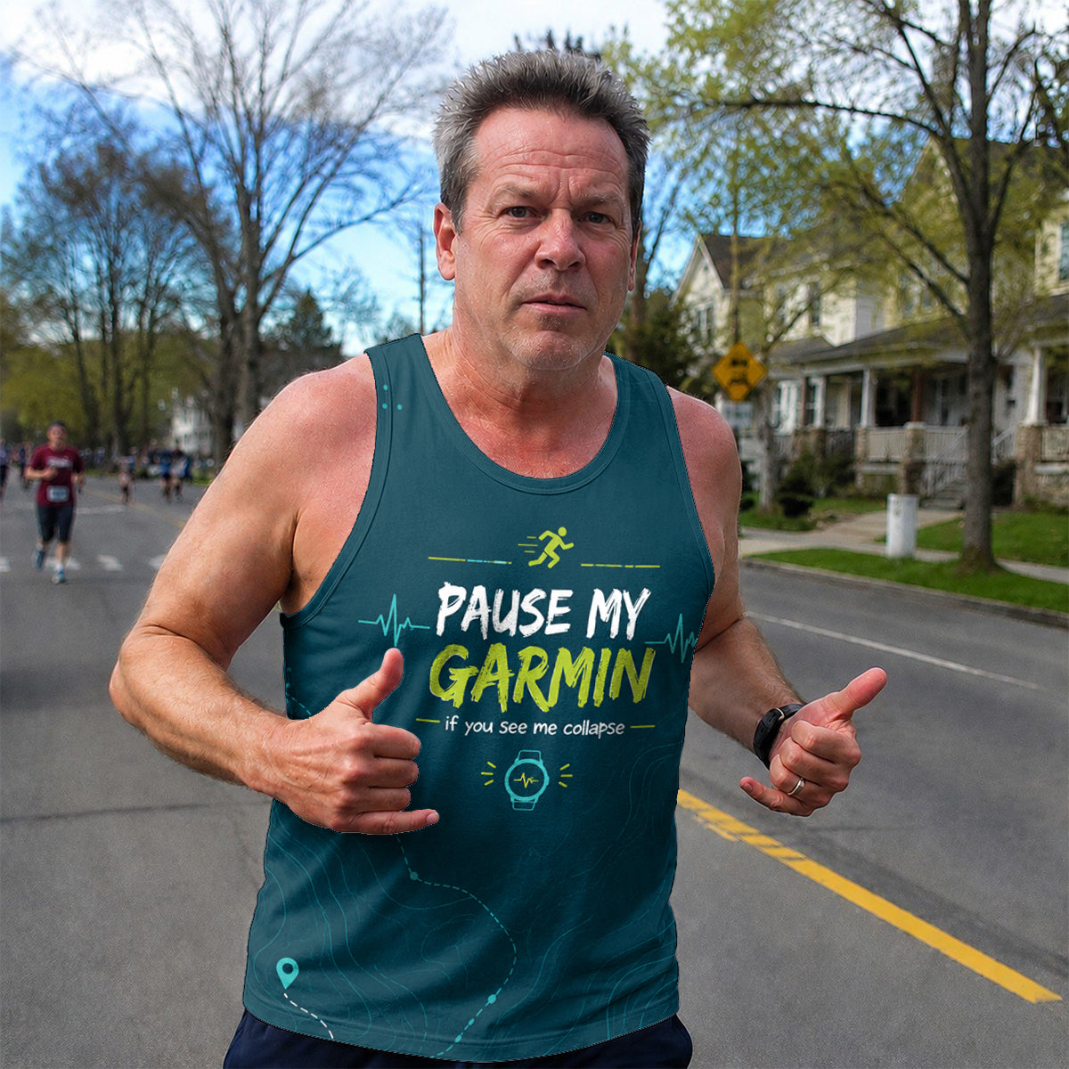Funny Running Tank Top _ Pause My Garmin Tech Running Singlet