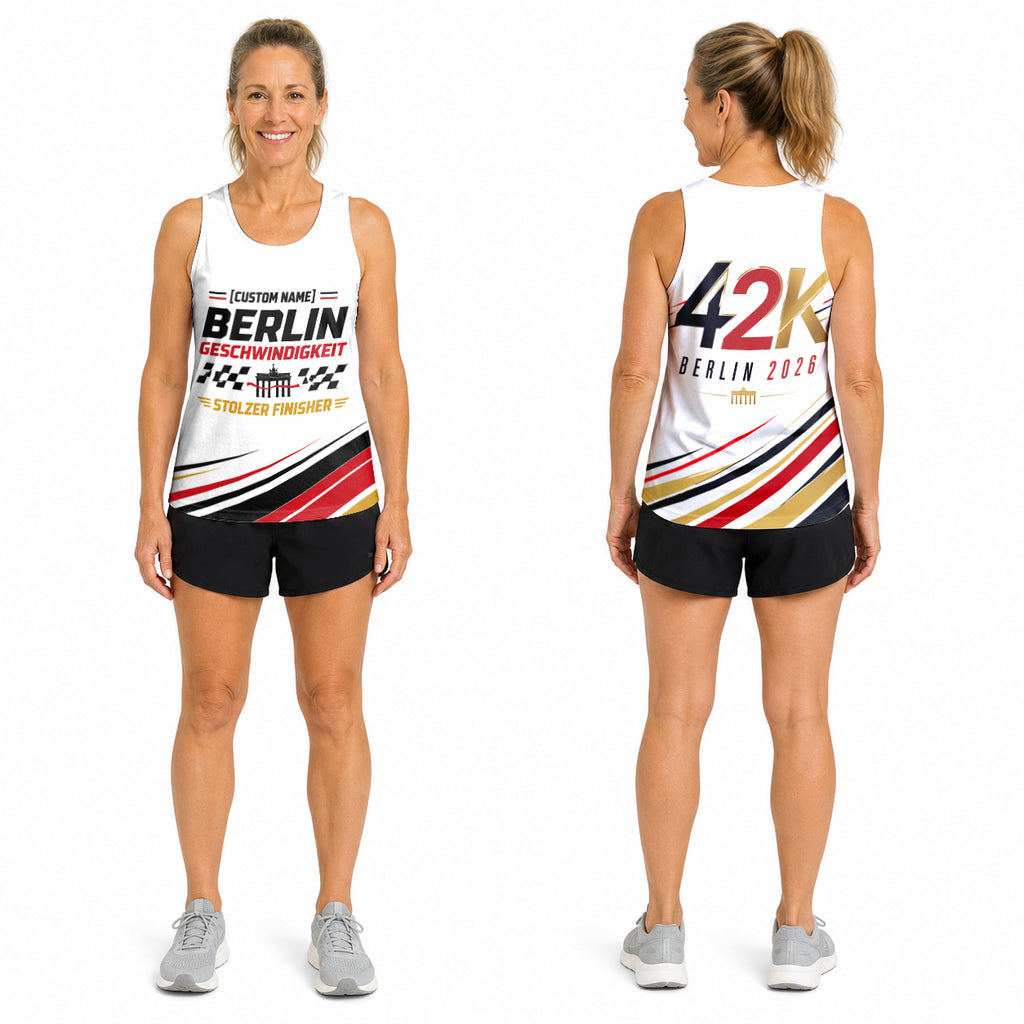 Minimalistische Streifen Berlin Wettkampftag Lauf-Tanktop
