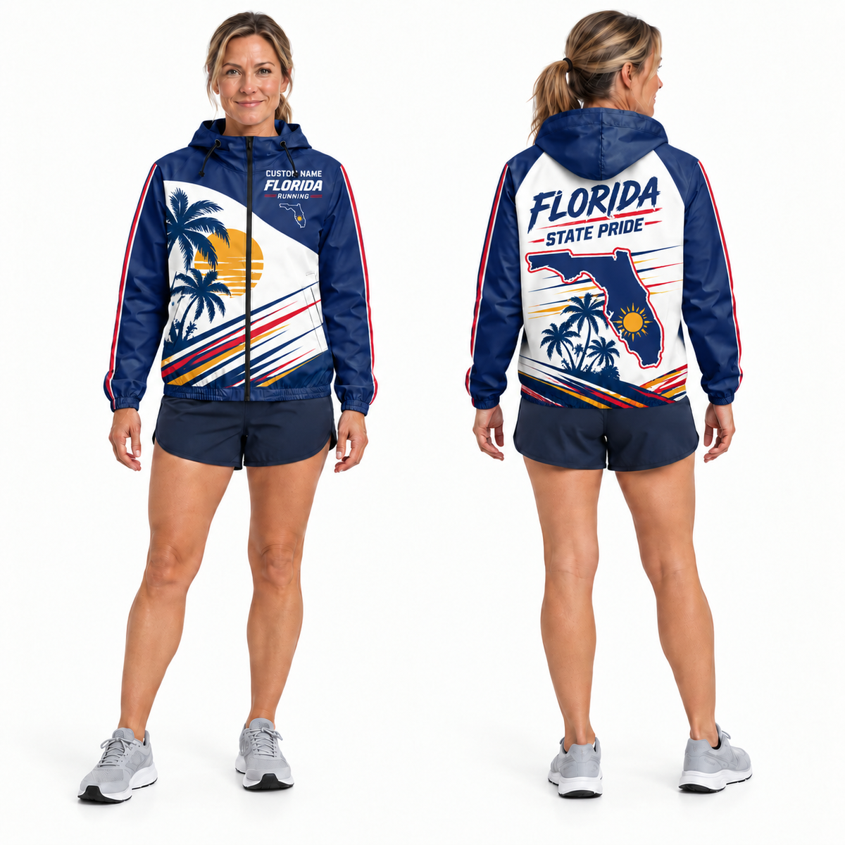 Custom Name Florida State Pride Run Florida Running Windbreaker Jacket