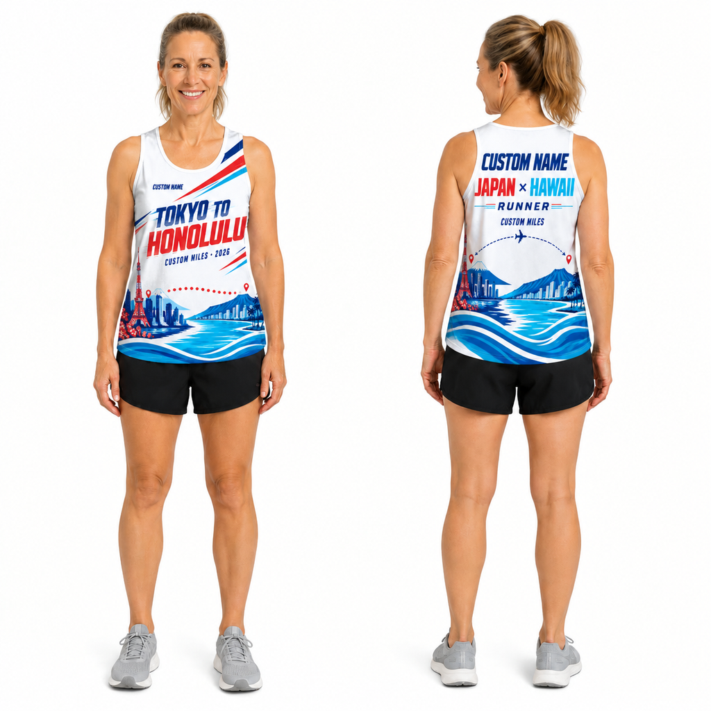 Custom Name Miles Tokyo to Honolulu Running Tank Top