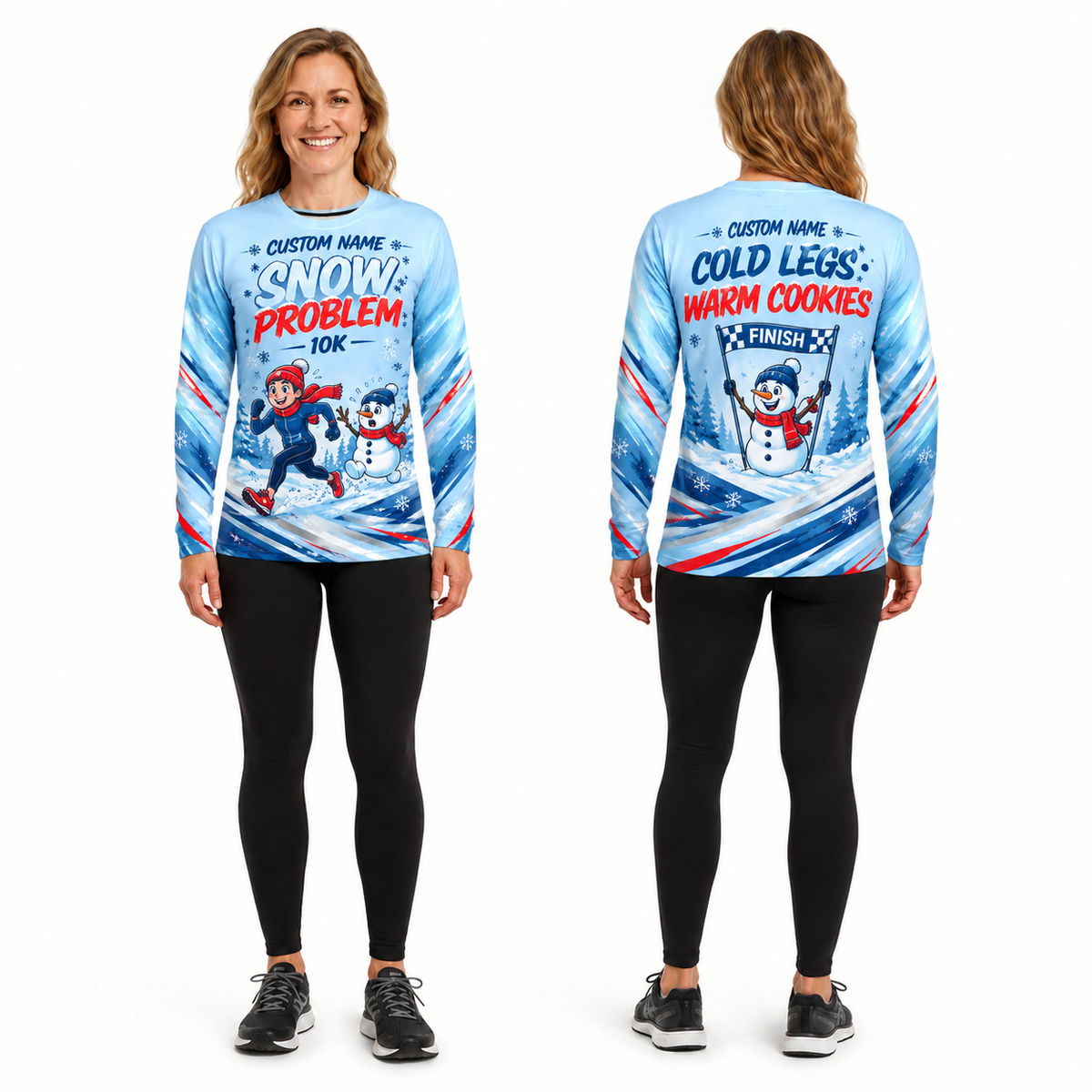Custom Name Snow Problem Running Long Sleeve Shirt