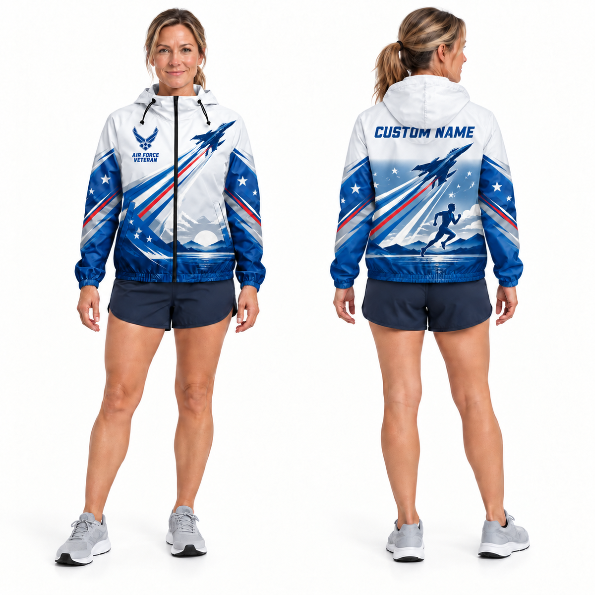 Custom Name Air Force Fly Run Honor Running Windbreaker Jacket