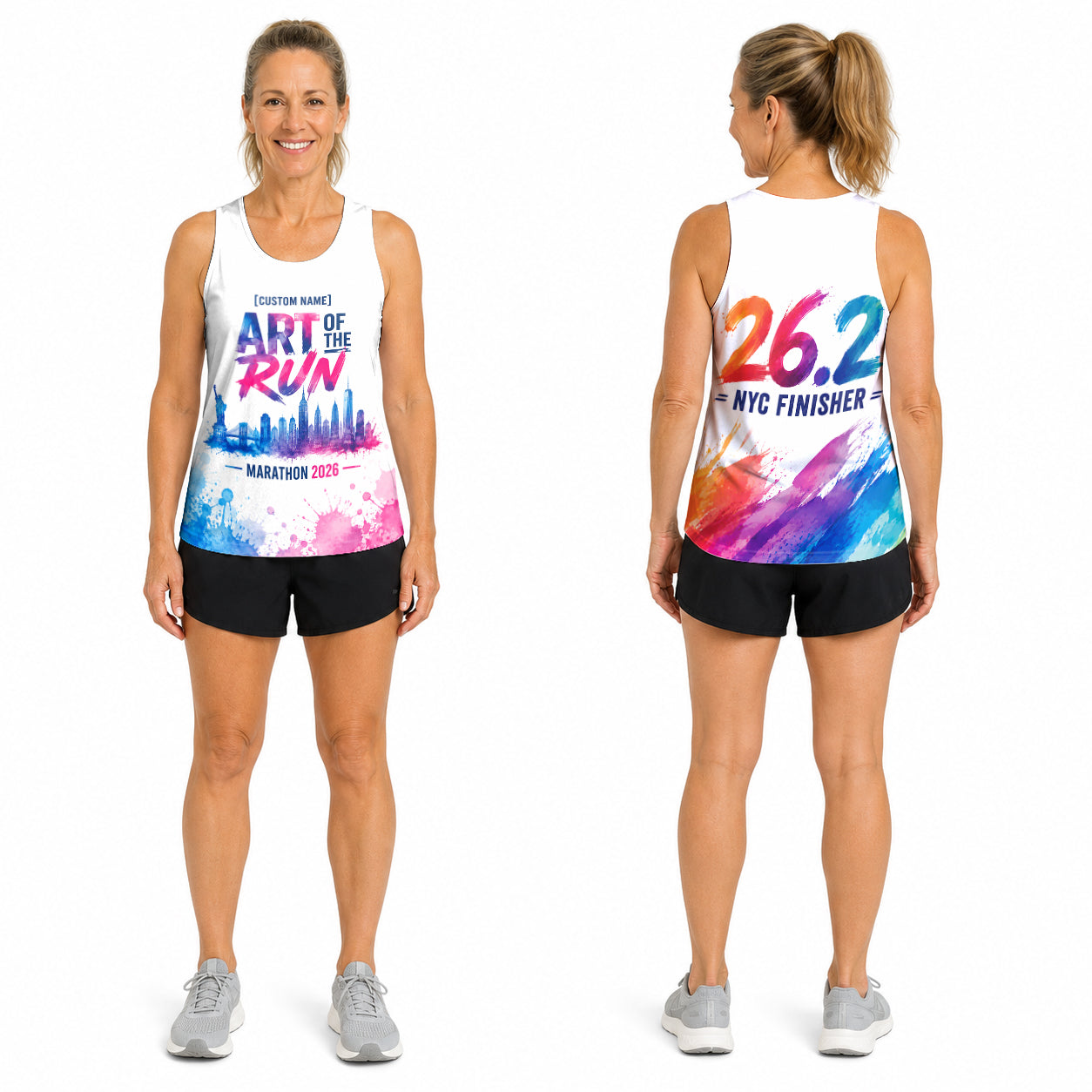 Watercolor Skyline The NYC Race Day Running Tank Top
