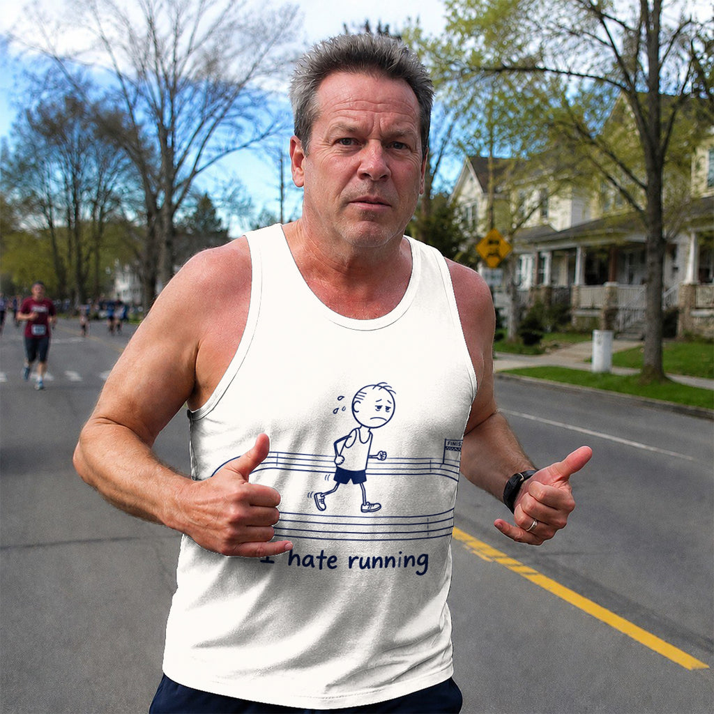 Funny Running Tank Top I Hate Running Lazy Old Man Tech Singlet