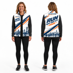 Custom Name Racing Stripe Borough Style Sleeveless Running Puffer Jacket