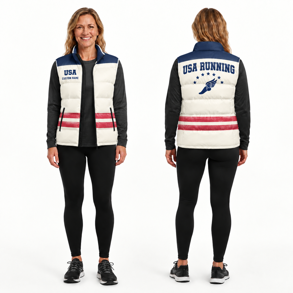 Vintage Americana Runner Sleeveless Running Puffer Jacket