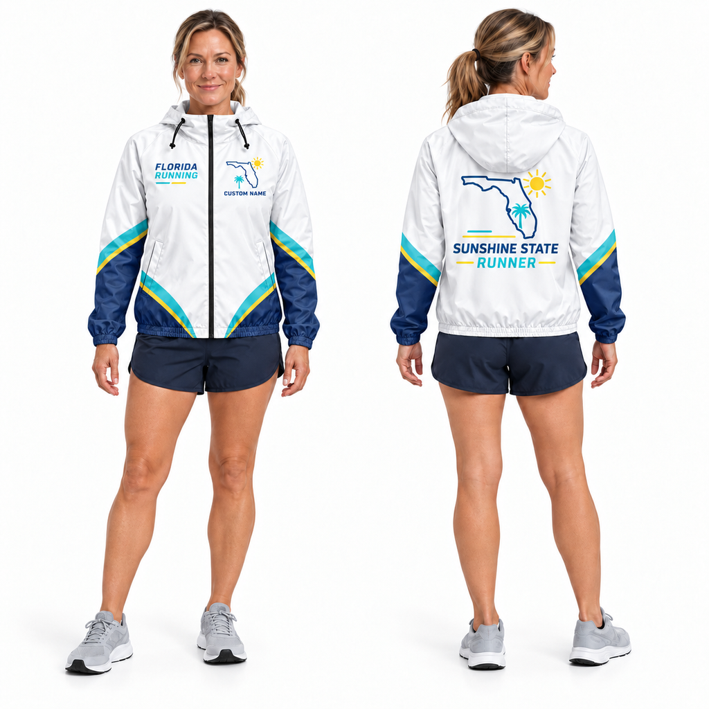 Custom Name Florida Minimal Sunshine Florida Running Windbreaker Jacket