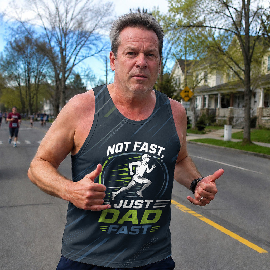 Funny Dad Running Tank Top Just Dad Fast Tech Singlet