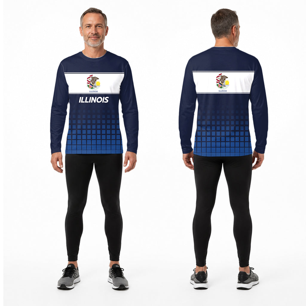 Illinois State Pride Long Sleeve Running T-Shirt