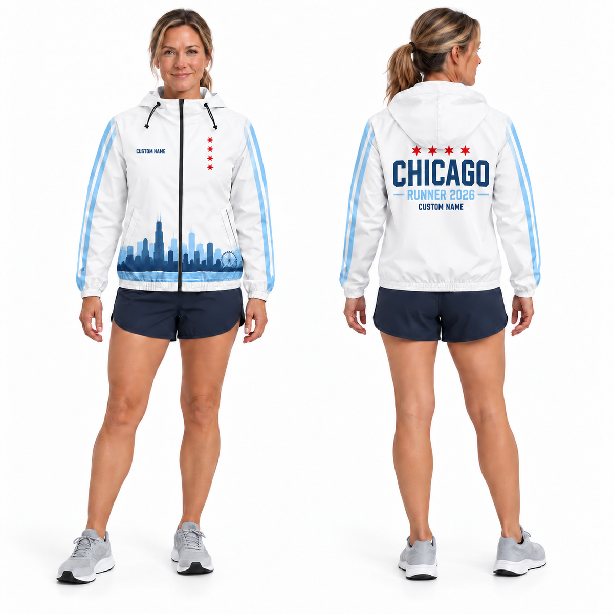 Custom Name Chicago Four Star Runner Running Windbreaker Jacket