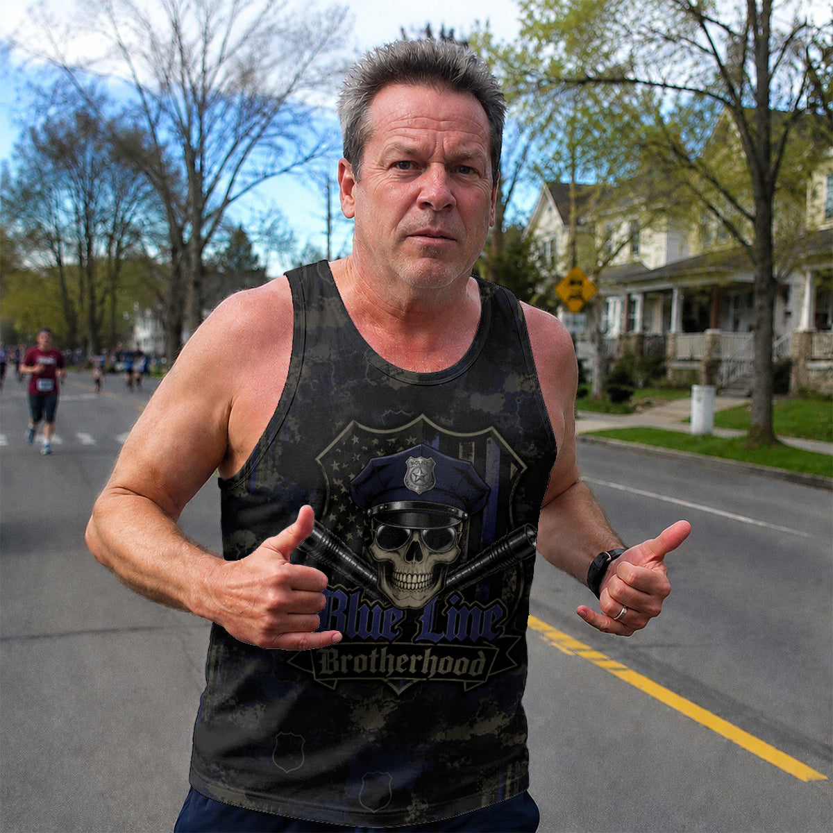 Men's Running Tank Top Police Blue Line Brotherhood Running Singlet