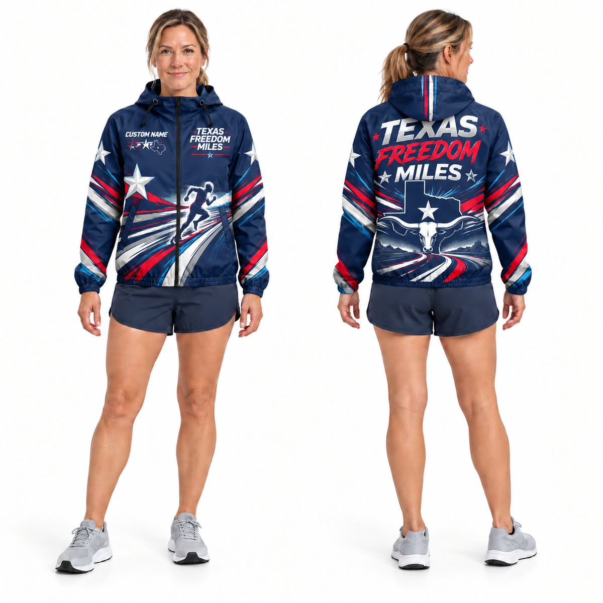 Custom Name Texas Freedom Miles Running Windbreaker Jacket
