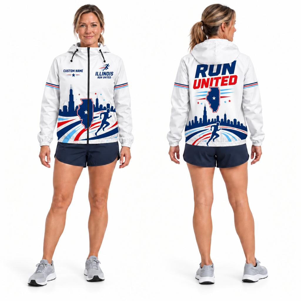 Custom Name Illinois Run United Illinois Running Windbreaker Jacket