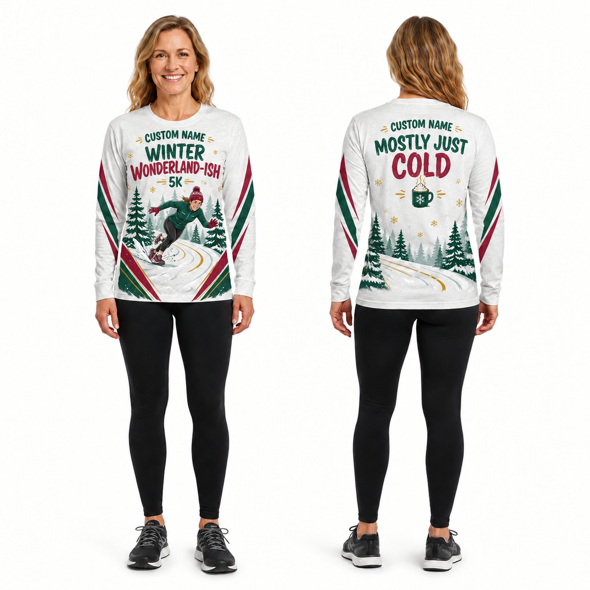 Custom Name Running Through a Winter Wonderland-ish Running Long Sleeve Shirt