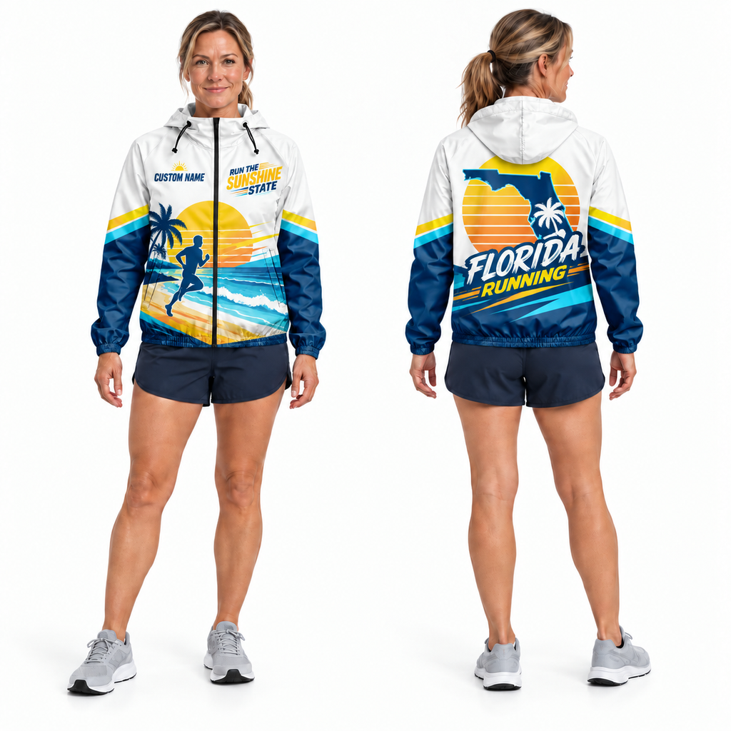 Custom Name Run The Sunshine State Florida Running Windbreaker Jacket