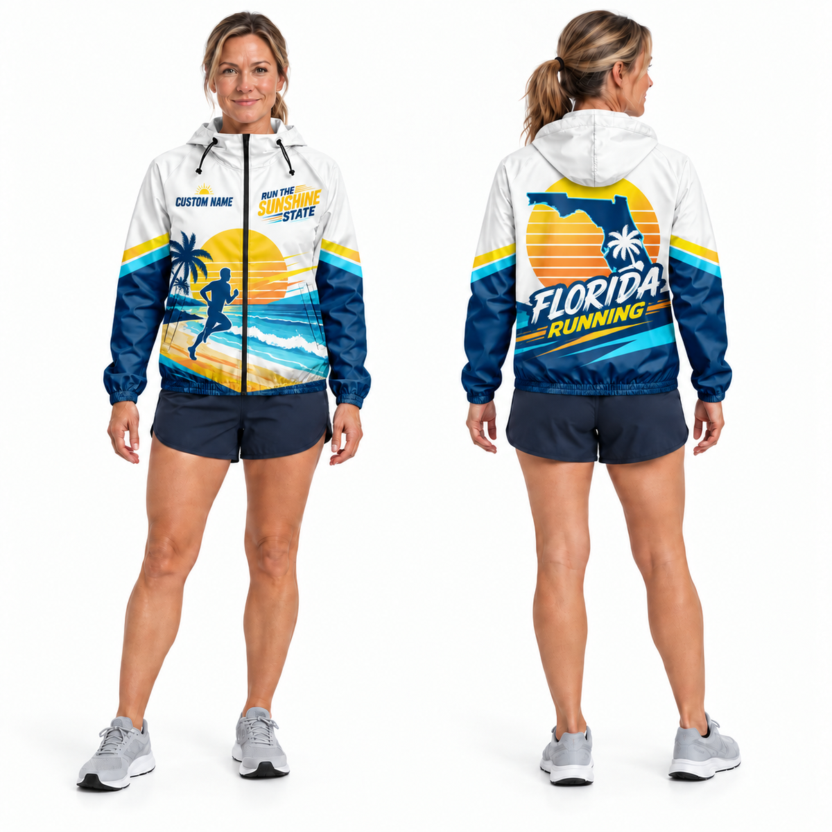 Custom Name Run The Sunshine State Florida Running Windbreaker Jacket