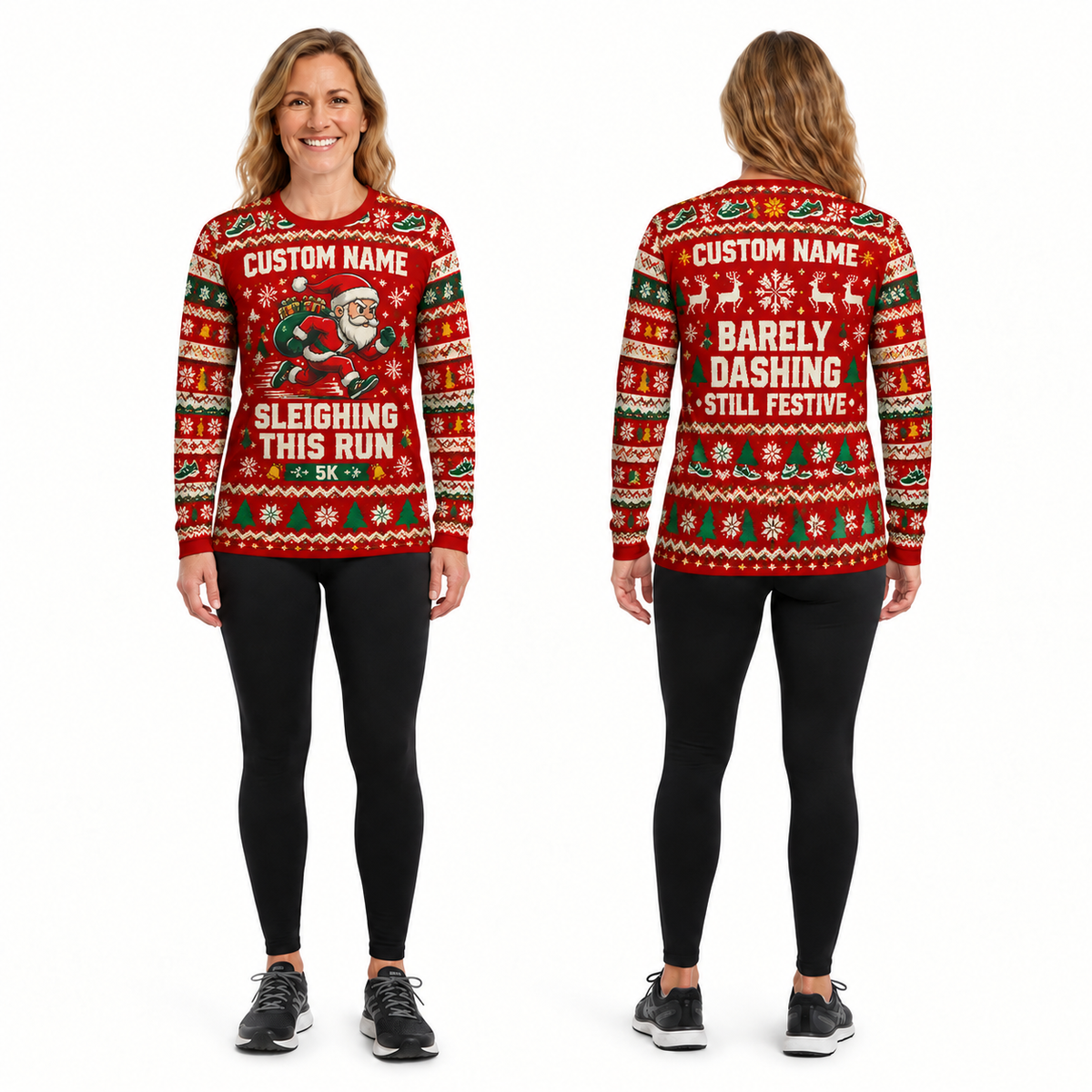 Custom Name Sleighing This Run Running Long Sleeve Shirt