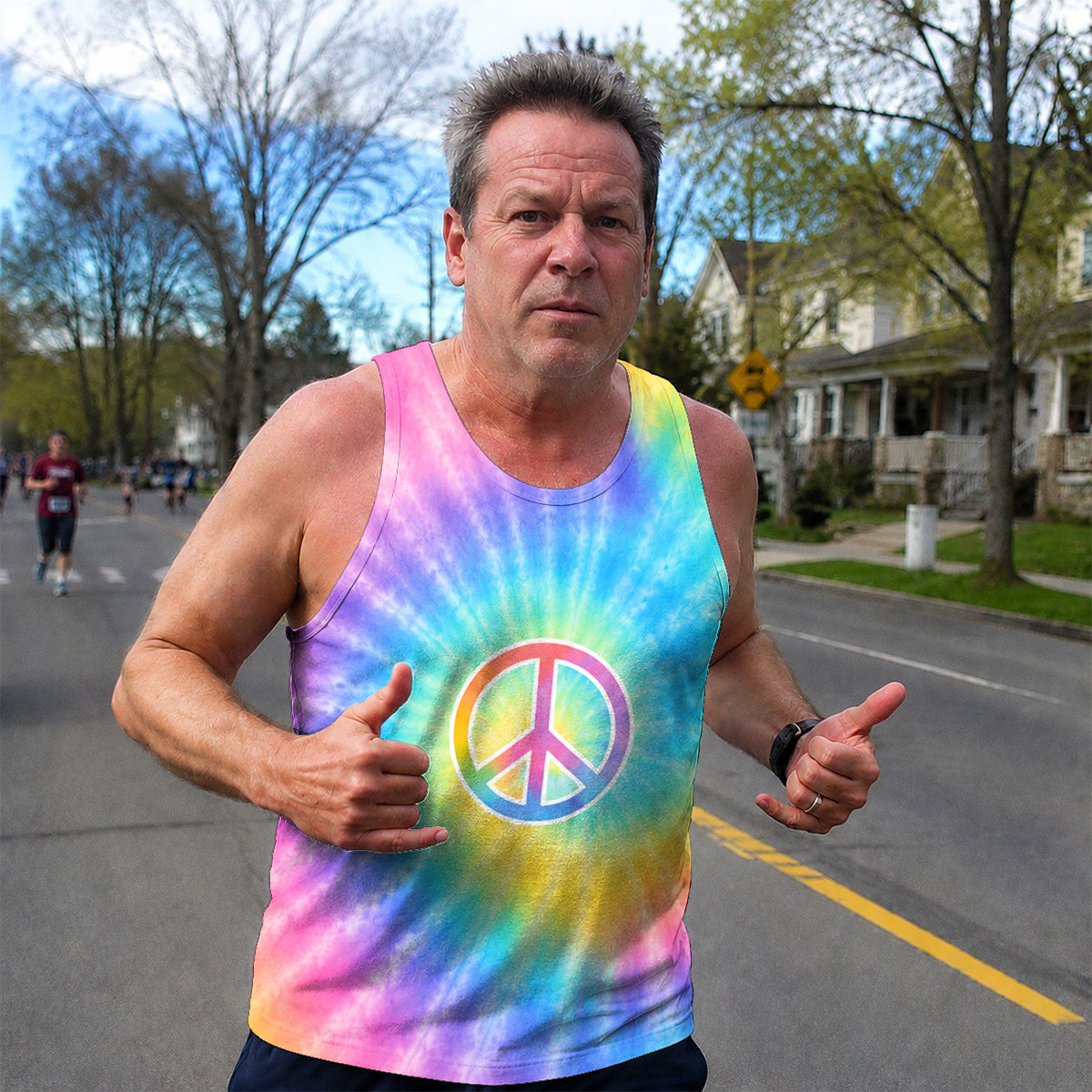 Funny Running Tank Top _ Pastel Hippie Tie Dye Tech Running Singlet