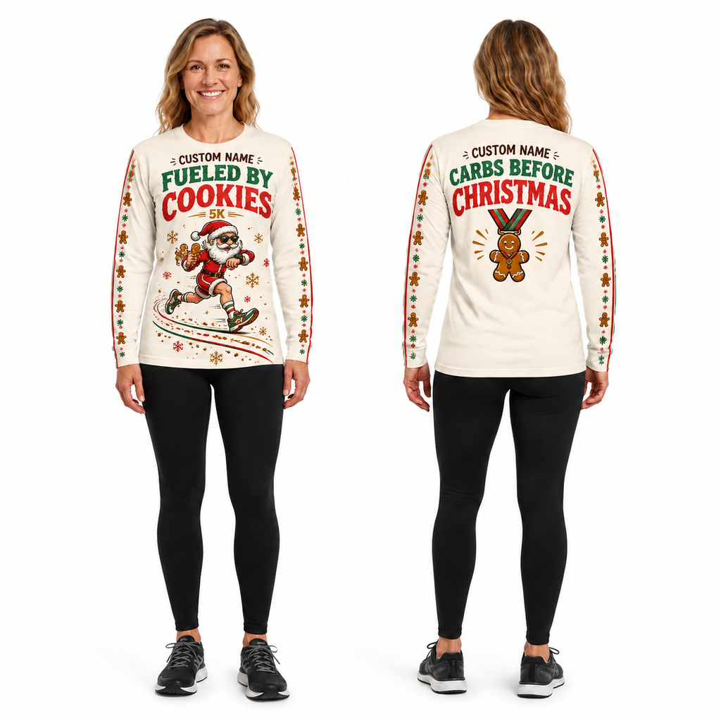 Custom Name Fueled by Cookies Running Long Sleeve Shirt