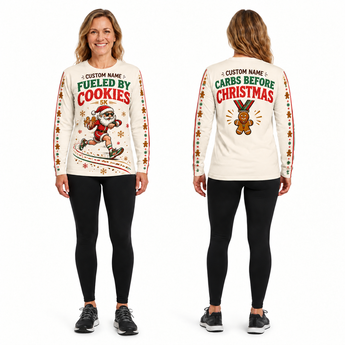 Custom Name Fueled by Cookies Running Long Sleeve Shirt