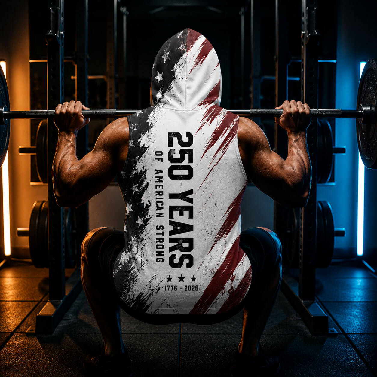 USA 250 Strong Men's Workout Hooded Tank Top