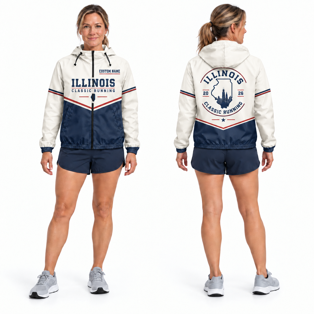 Custom Name Illinois Classic Running Illinois Running Windbreaker Jacket