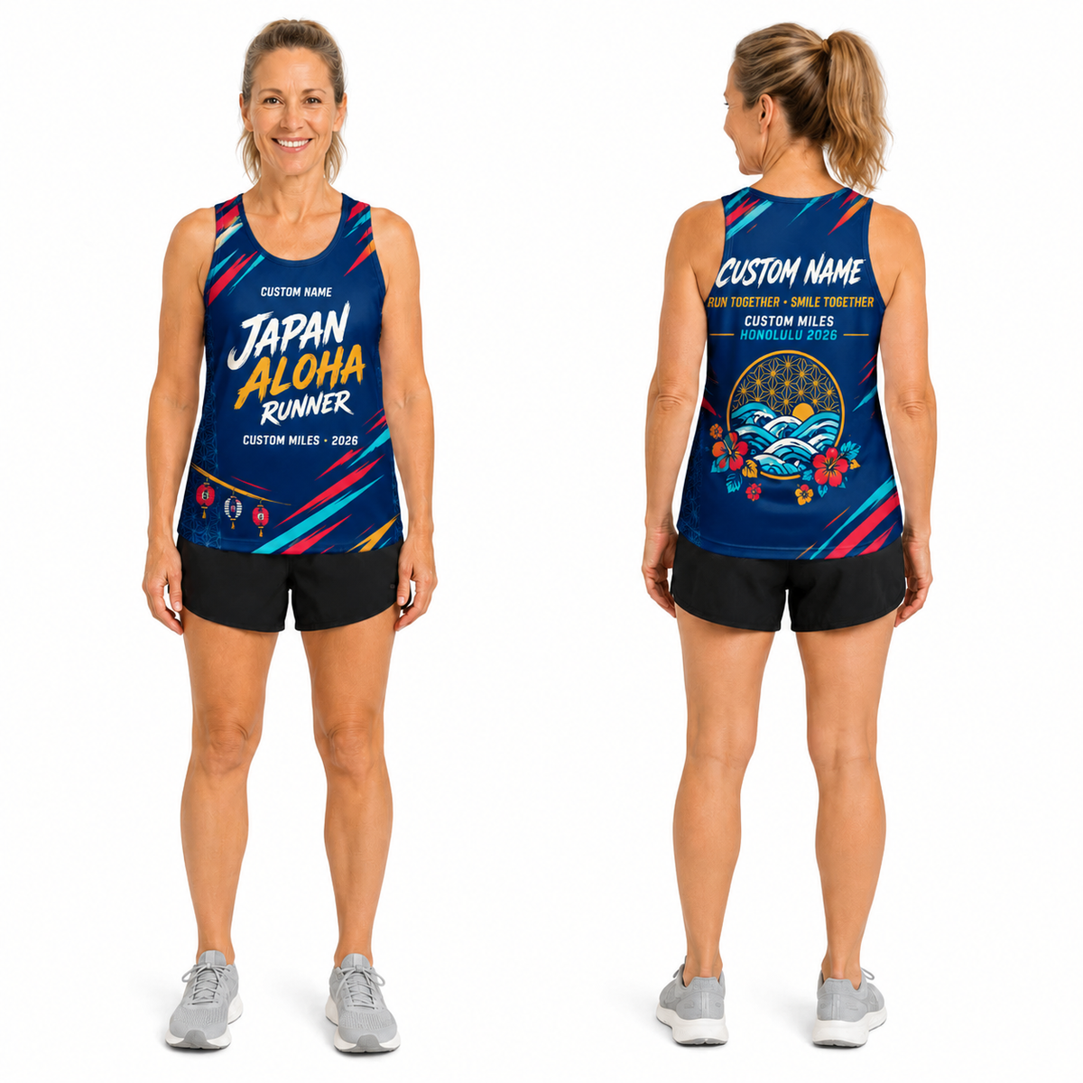 Custom Name Miles Japanese Matsuri Aloha Running Tank Top