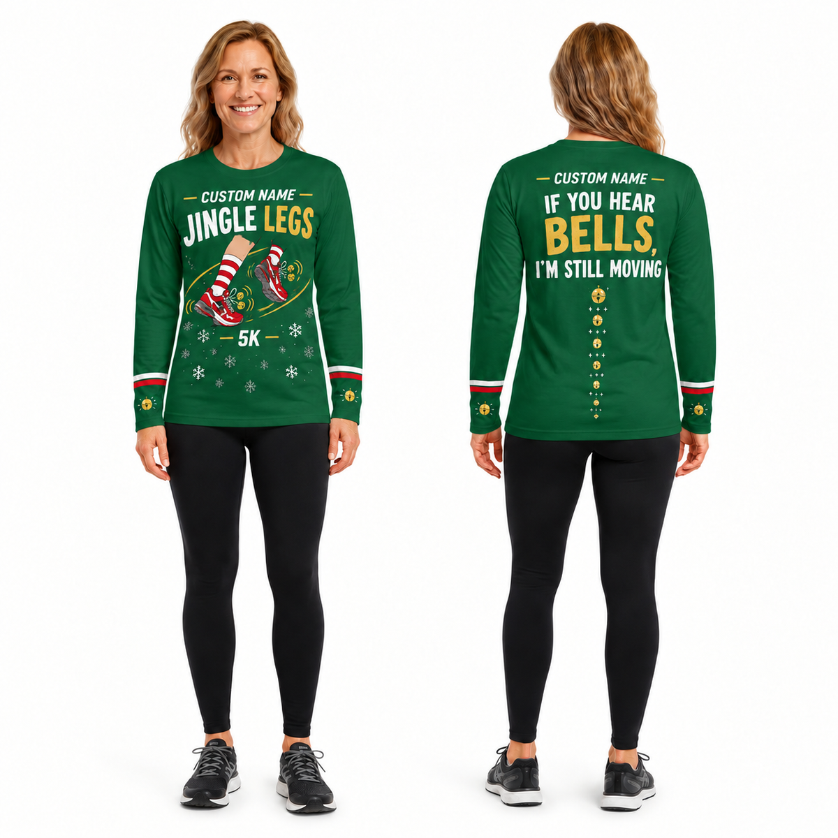 Custom Name Jingle Legs Running Long Sleeve Shirt