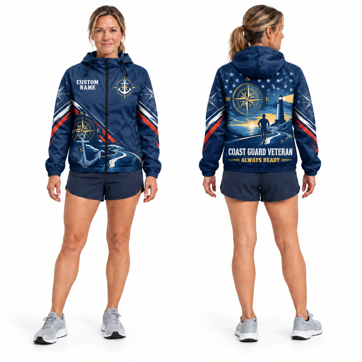 Custom Name Coast Guard Semper Paratus Runner Running Windbreaker Jacket