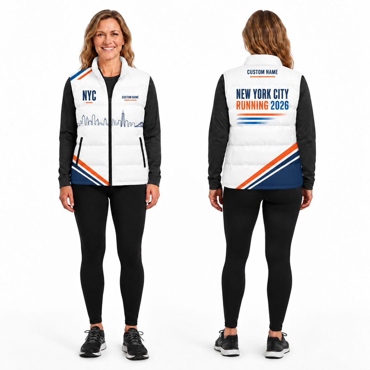 Custom Name Minimal Performance NYC Vest Sleeveless Running Puffer Jacket