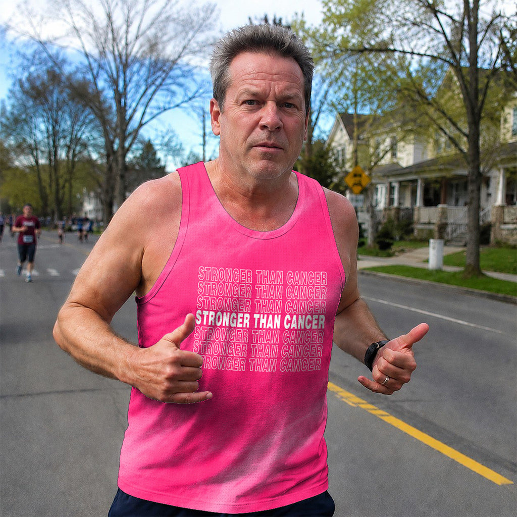 Cancer Fighter Running Tank Top Stronger Than Cancer Pink Running Singlet for Men and Women