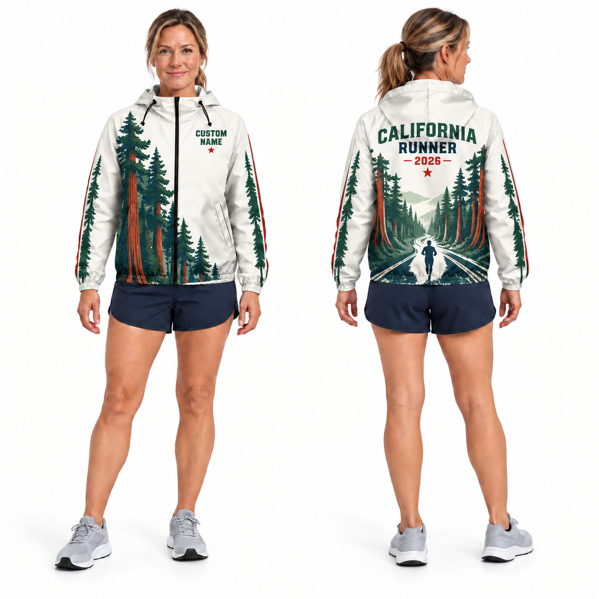 Custom Name California Redwood Runner Running Windbreaker Jacket