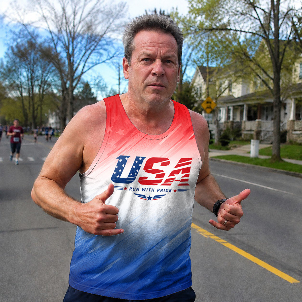 Patriotic Tech Running Tank Top - USA Pride Running Singlet