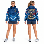 Custom Name Navy Anchor Veteran Running Windbreaker Jacket