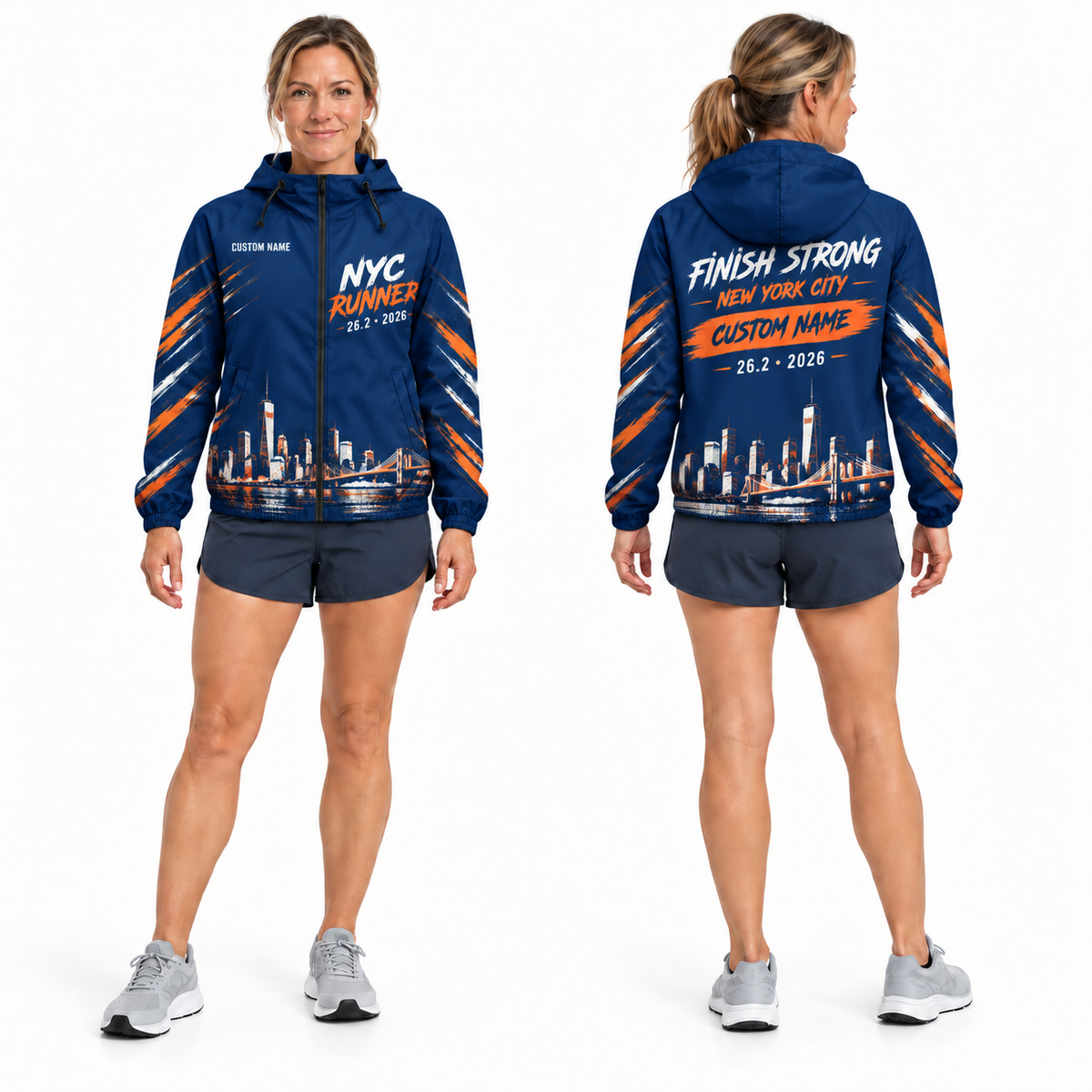 Custom Name Finish Strong NYC Running Windbreaker Jacket